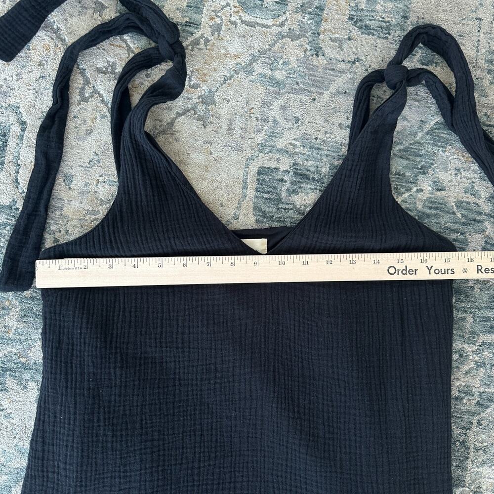 Sezane Gisele Top Womens 8 Black Cotton Gauze Tank Shoulder Tie Minimalist Flowy - Picture 6 of 8